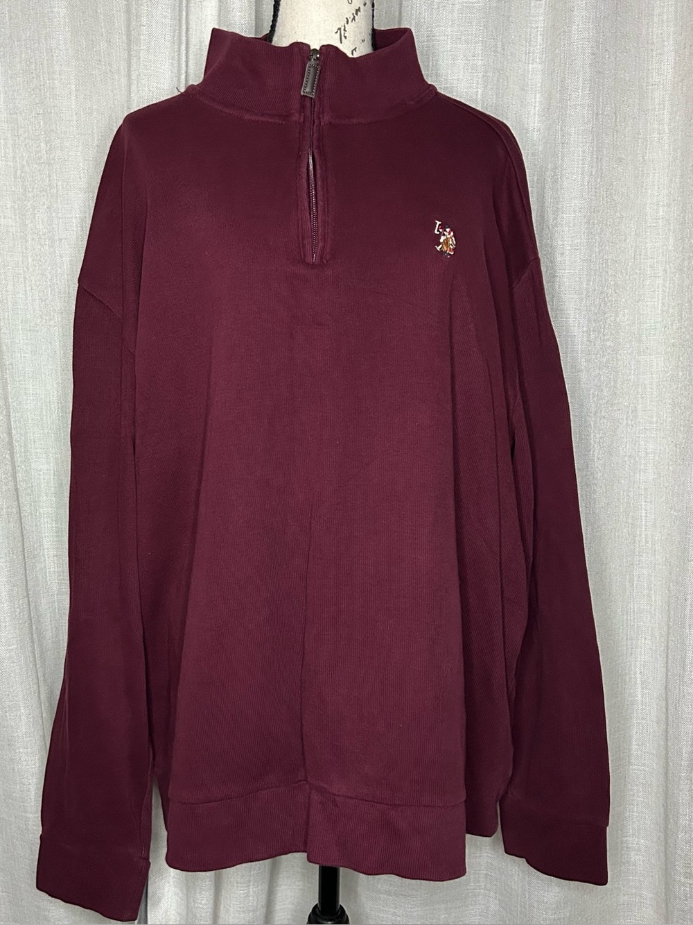 U.S Polo Assn. 3XL Men's Burgundy Quarter-Zip